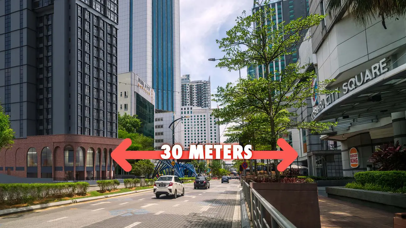 30 metres from Jalan Wong Ah Fook to City Square